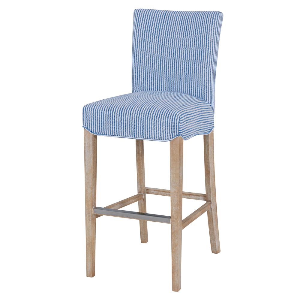 Fabric Bar Stool, Blue Stripes. The main picture.