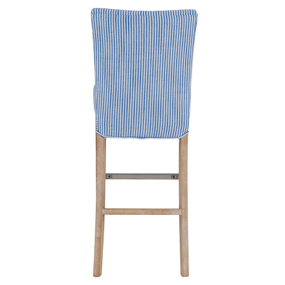 Fabric Bar Stool, Blue Stripes. Picture 4