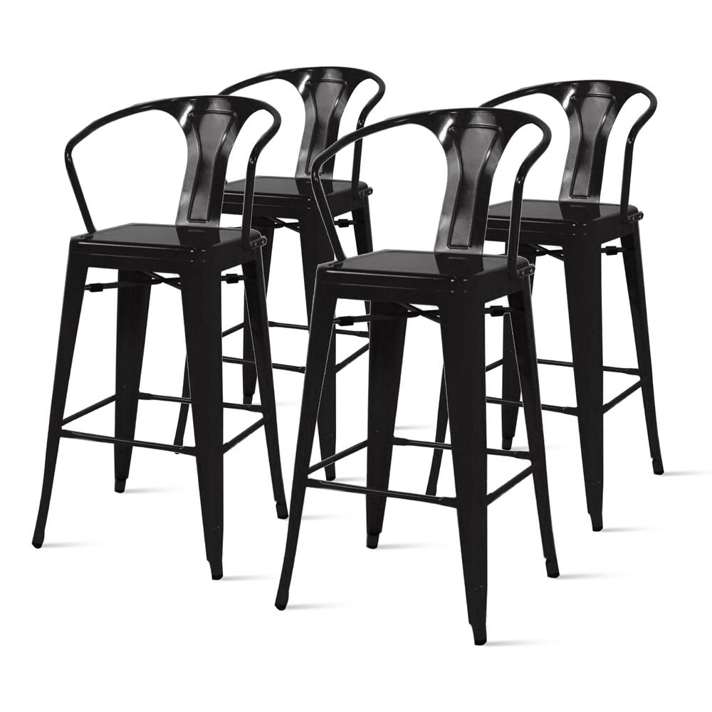 Metal Counter Stool,Set of 4, Black. Picture 1