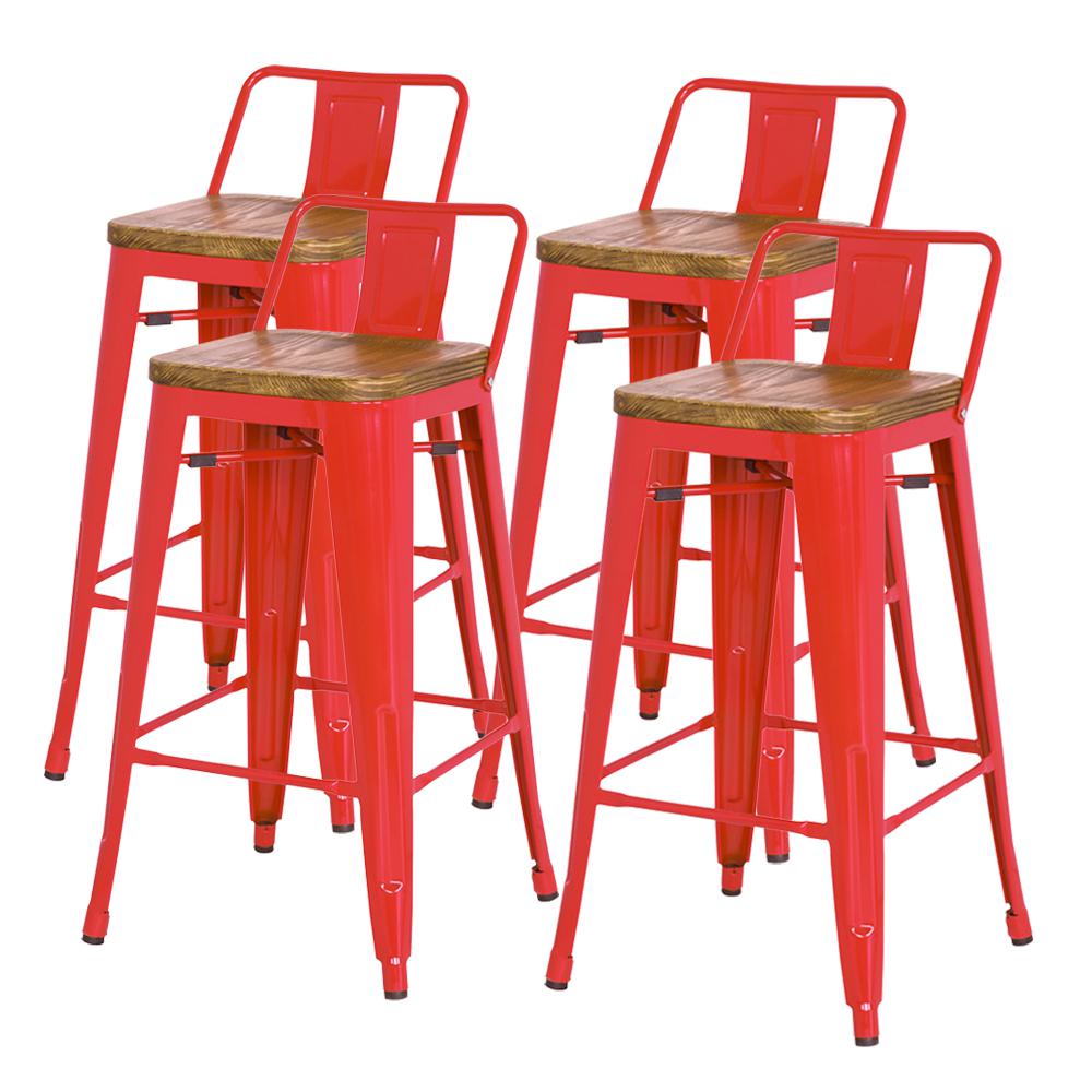 Low Back Counter Stool,Set of 4, Red. Picture 1