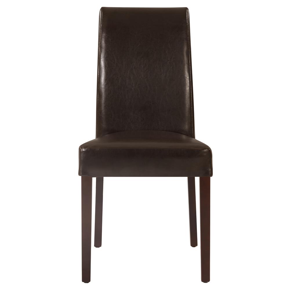 Leather Dining Chair,Set of 2, Brown. Leg color: Wenge brown.. Picture 2