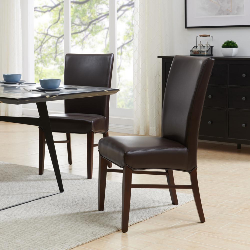 Bonded Leather Dining Chair,Set of 2, Coffeen Bean. Picture 8