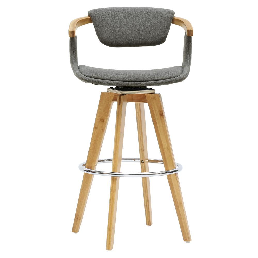 Fabric Bamboo Bar Stool, Stokes Gray. Picture 2