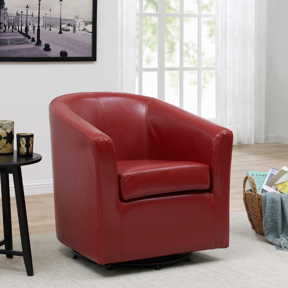 Swivel Bonded Leather Char, Red. Picture 8