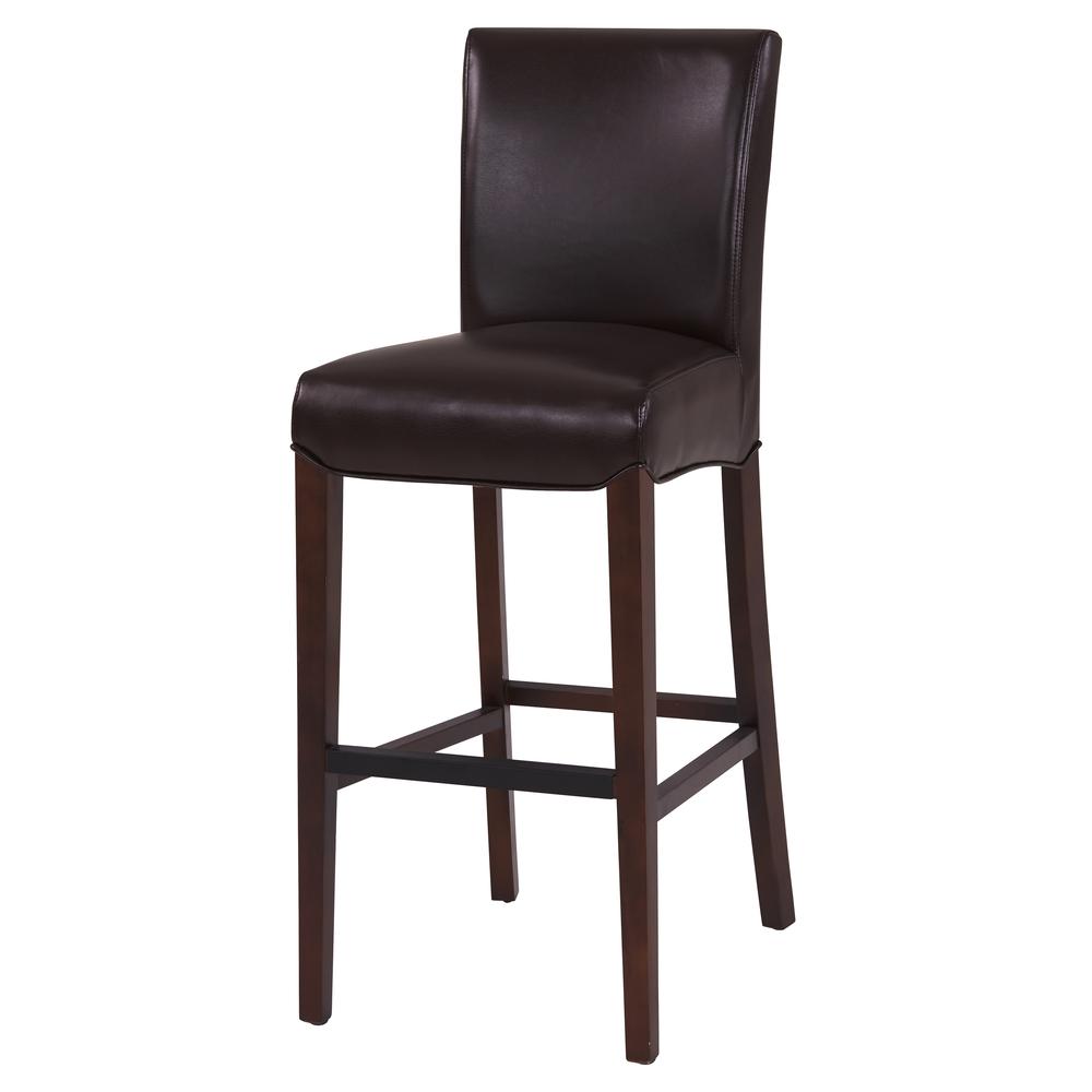 Bonded Leather Bar Stool, Coffee Bean. Picture 1