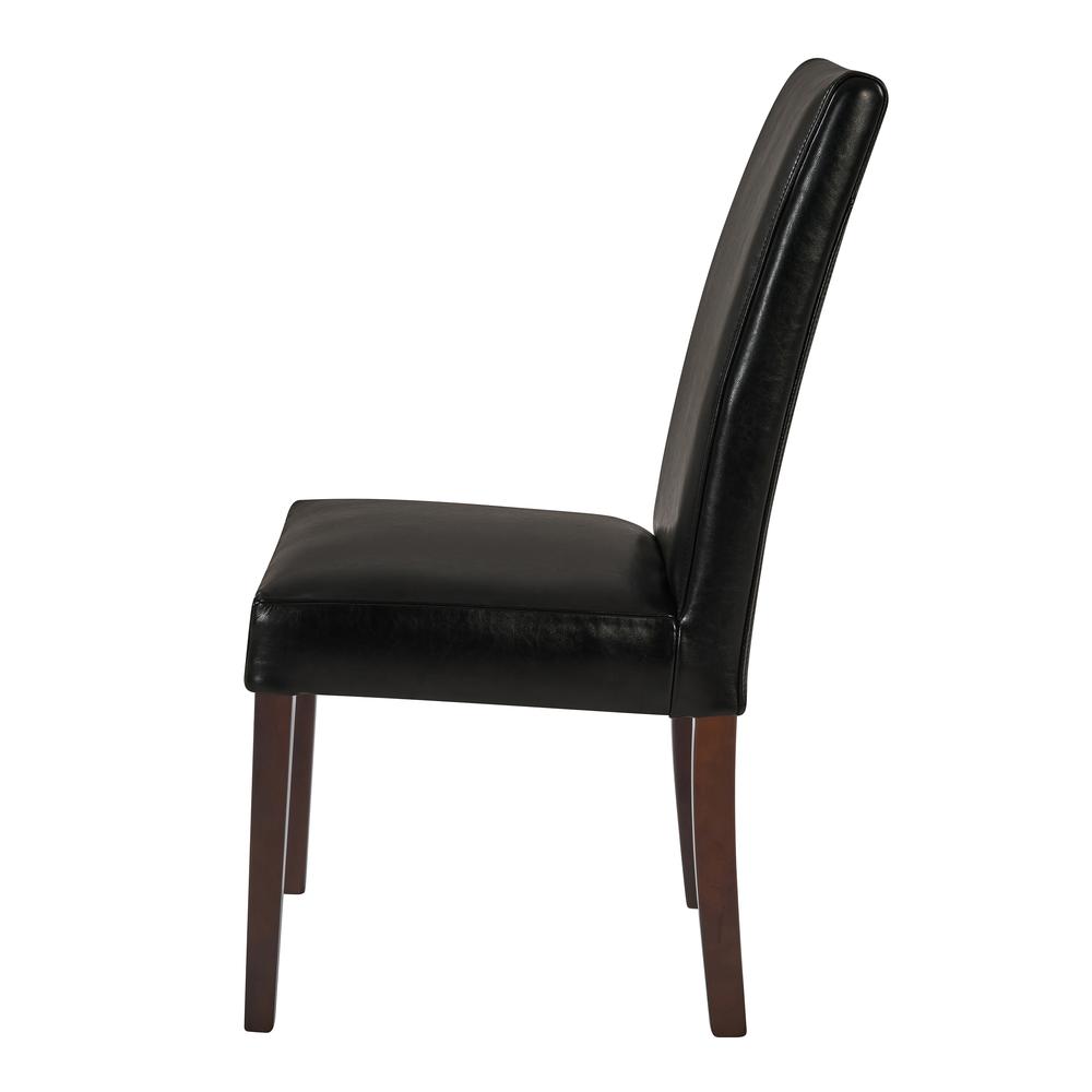 Leather Dining Chair,Set of 2, Black. Leg color: Wenge brown.. Picture 3