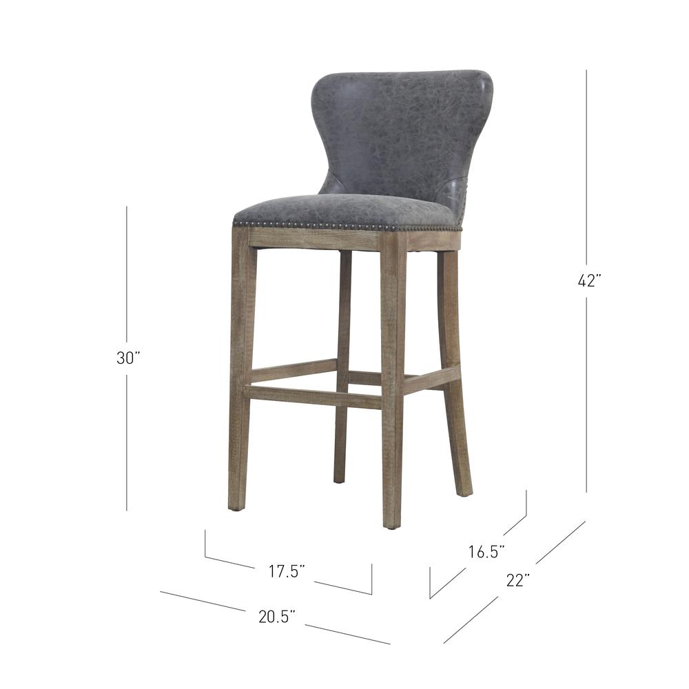 Bar Stool, Nubuck Charcoal. Picture 6