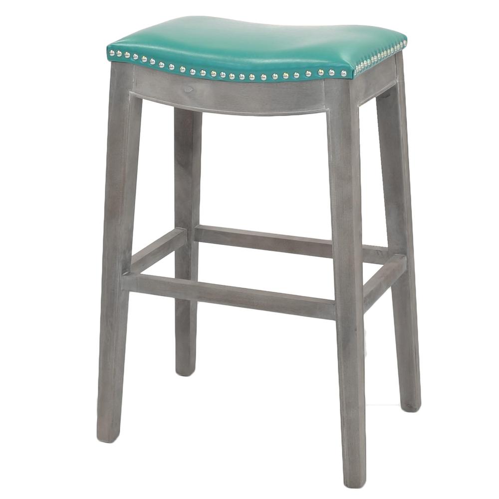 Elmo Bonded Leather Bar Stool, Turquoise. The main picture.