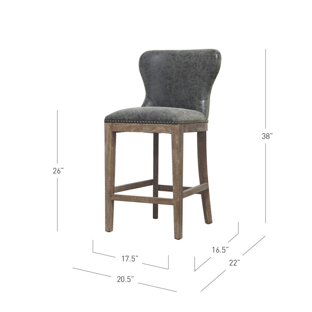 Counter Stool, Nubuck Charcoal. Picture 2