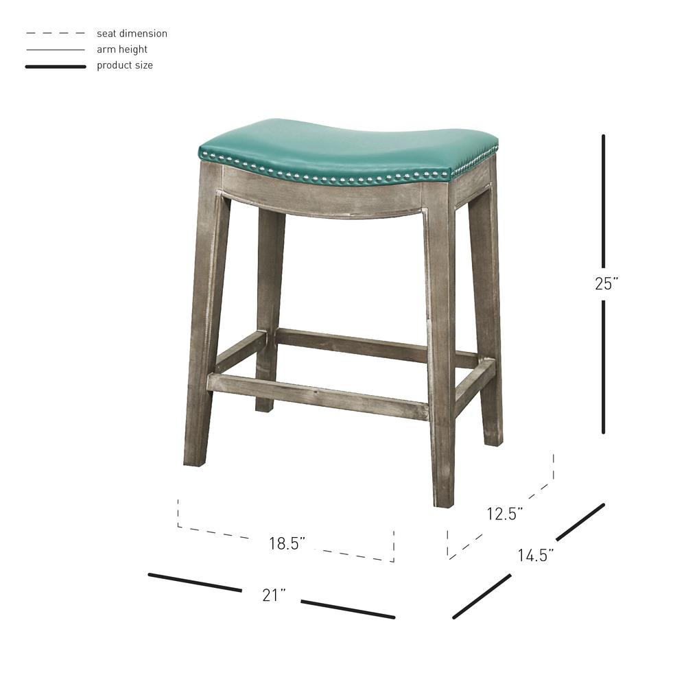 Bonded Leather Counter Stool, Turquoise. Leg color: Mystique Gray.. Picture 2