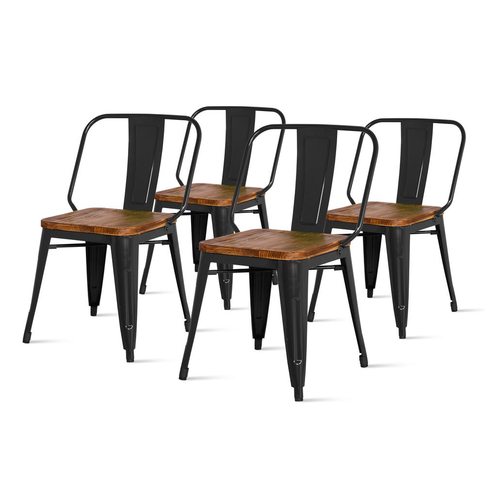 Metal Side Chair,Set of 4, Black. Picture 1