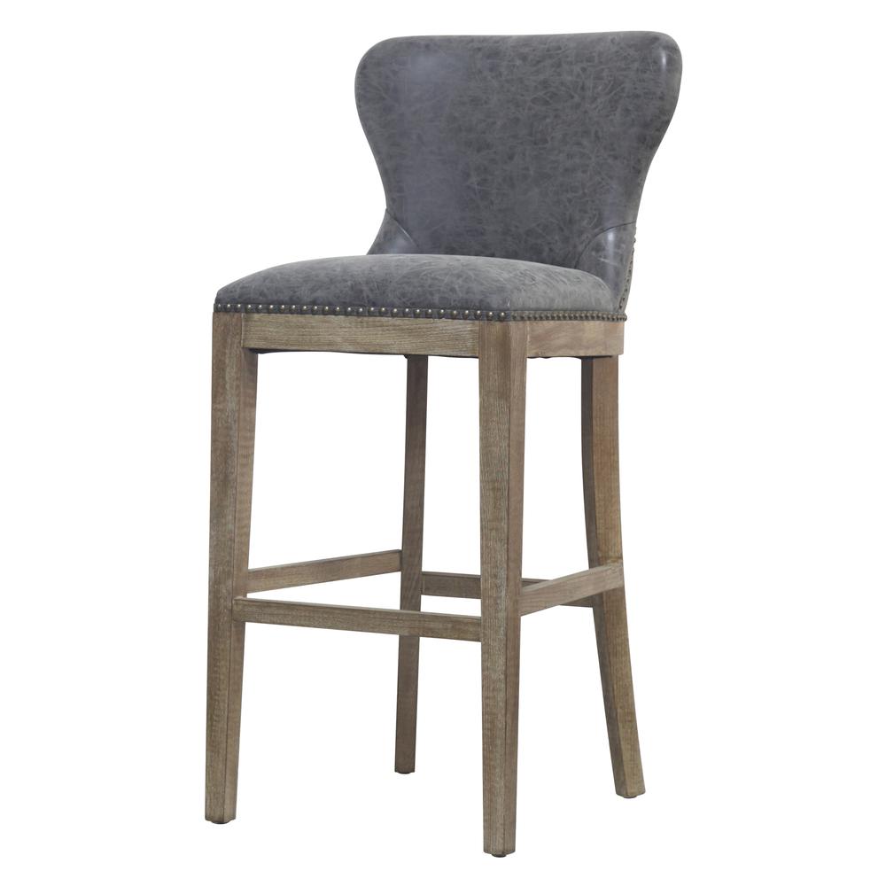 Bar Stool, Nubuck Charcoal. Picture 1