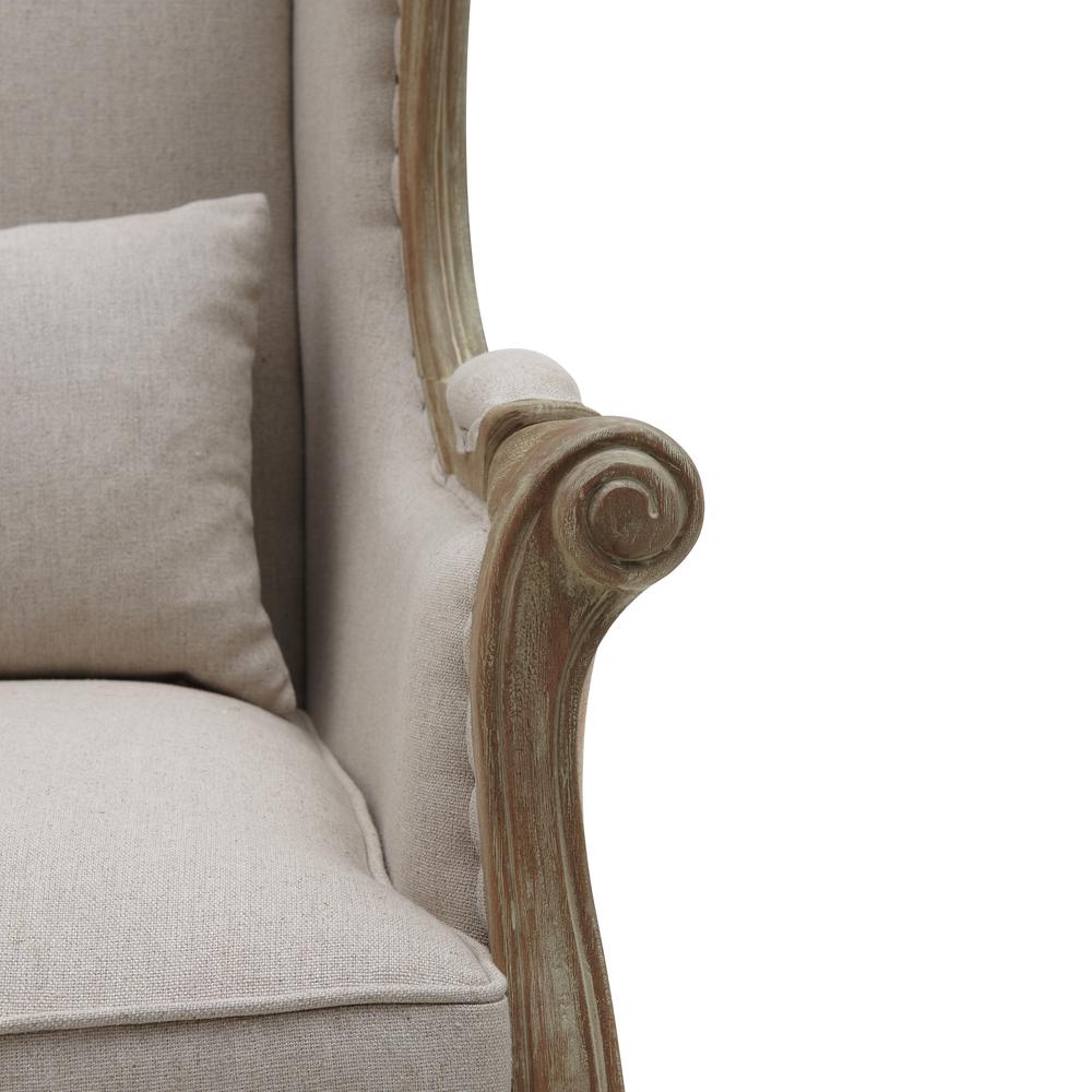 Guinevere Burlap Wing Arm Chair. Picture 6