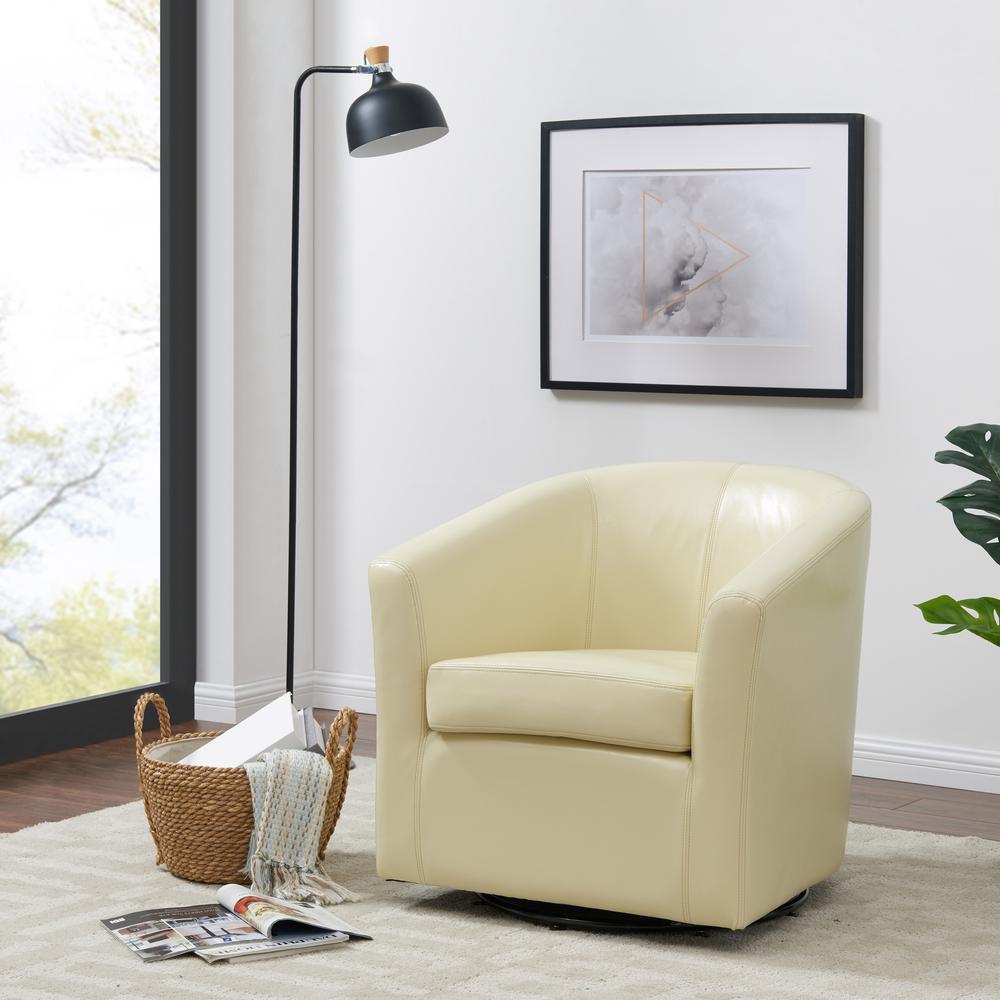 Swivel Bonded Leather Chair, Beige. Picture 6