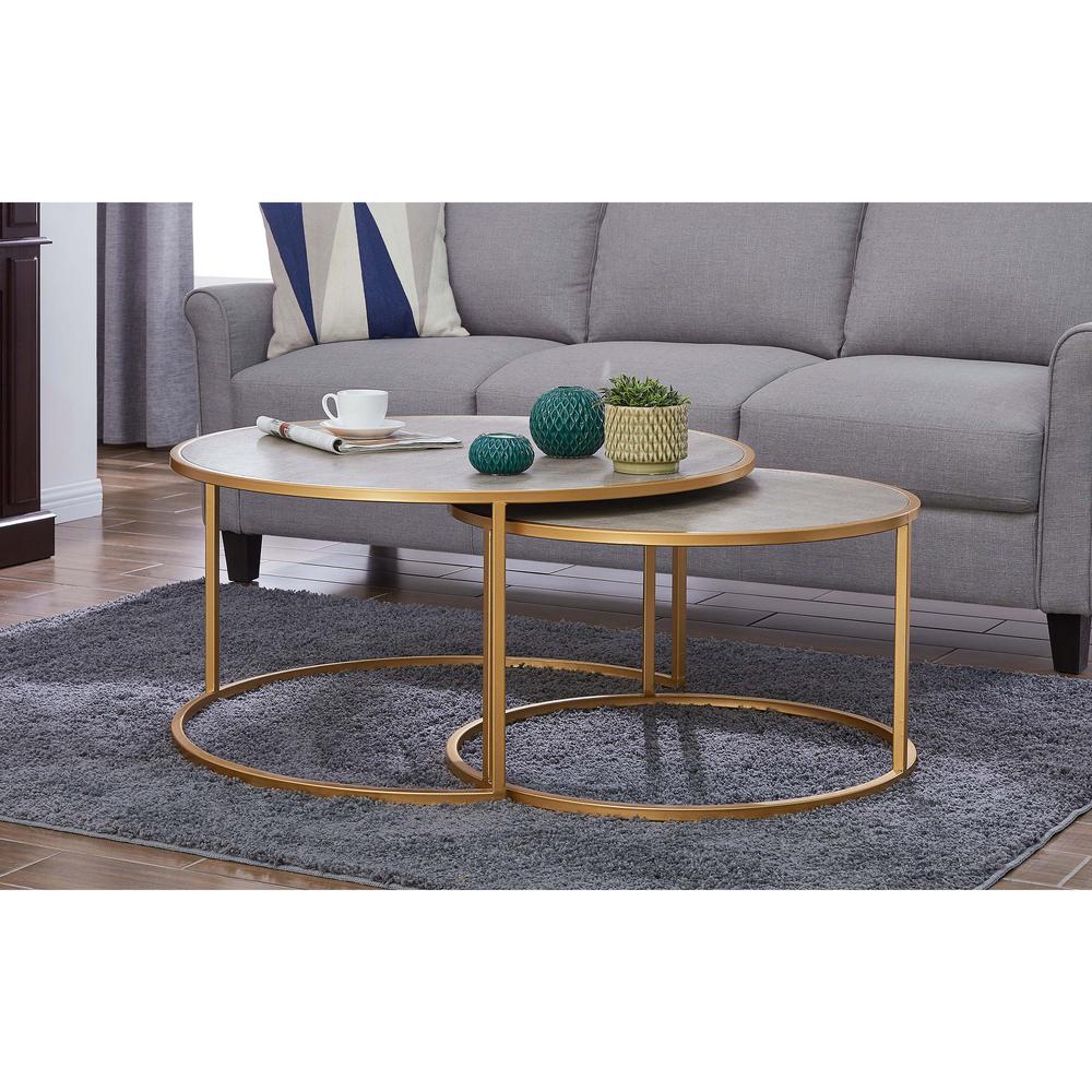 Anza Faux Shagreen Nesting Coffee Table Set of 2. Picture 6