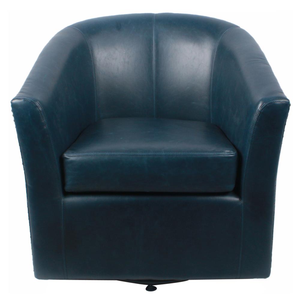 Leather Swivel Chair, Vintage Blue. Picture 2