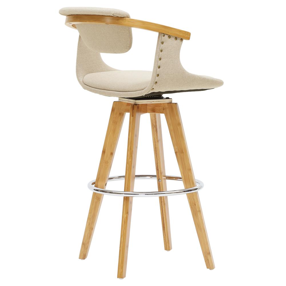 Fabric Bamboo Bar Stool, Stokes Linen Beige. Picture 5