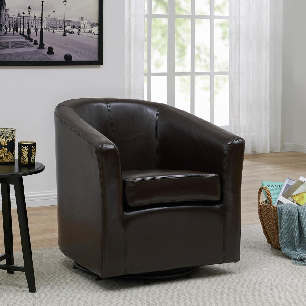 Swivel Bonded Leather Chair, Brown. Picture 8