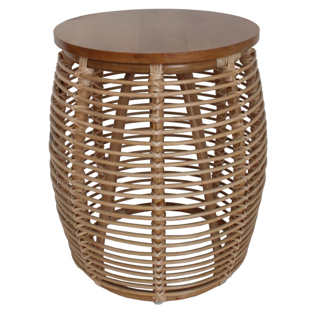 Rattan End Table; constructed of Pine Wood, Rattan.. Picture 1