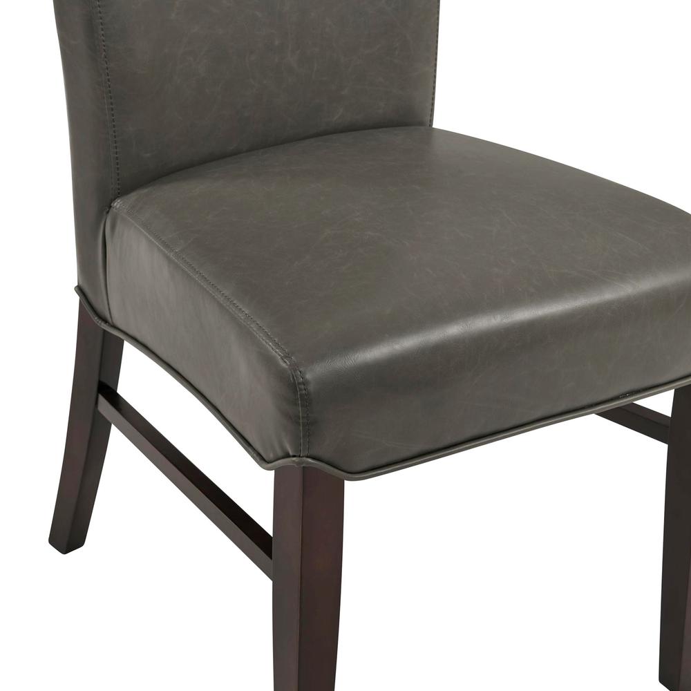 Bonded Leather Chair,Set of 2, Vintage Gray. Picture 6