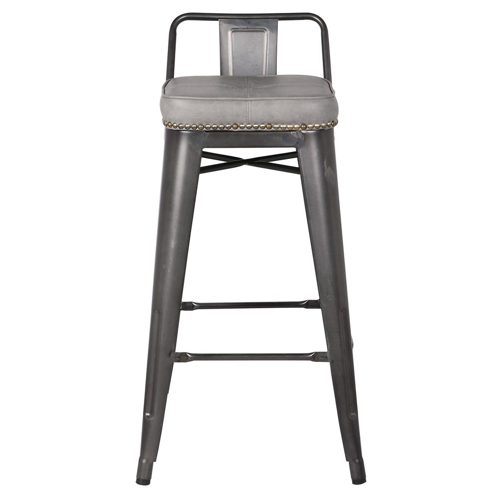 PU Leather Low Back Counter Stool,Set of 4,Vintage Mist Gray. Picture 2
