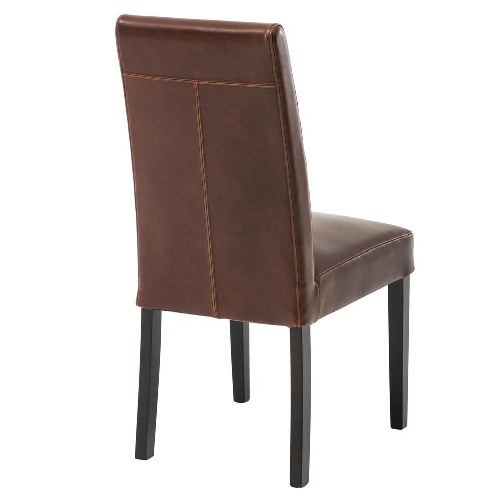 Leather Dining Chair,Set of 2, Cognac. Leg color: Wenge brown.. Picture 5