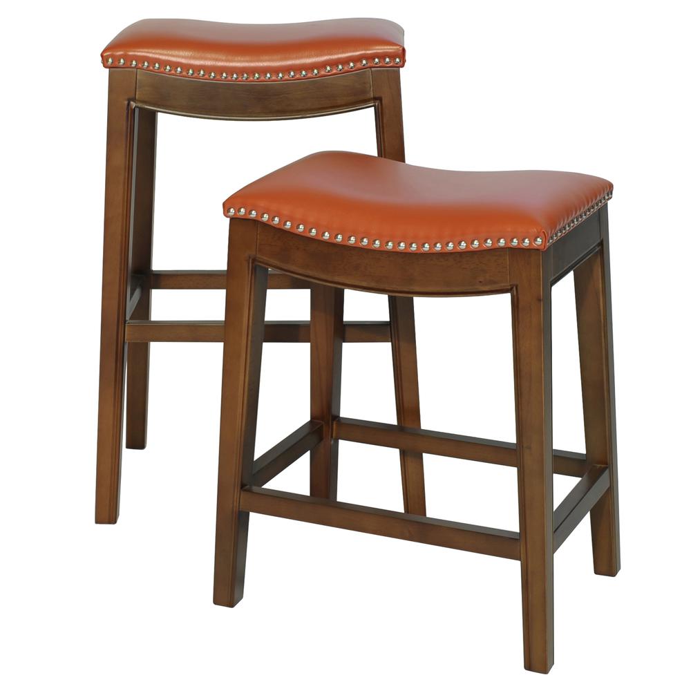 Bonded Leather Counter Stool, Pumpkin. Picture 5