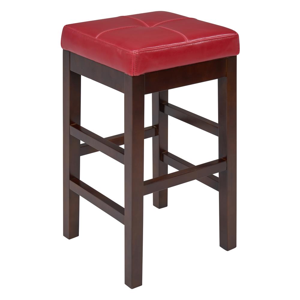 Backless Bicast Leather Counter Stool, Red. Picture 4