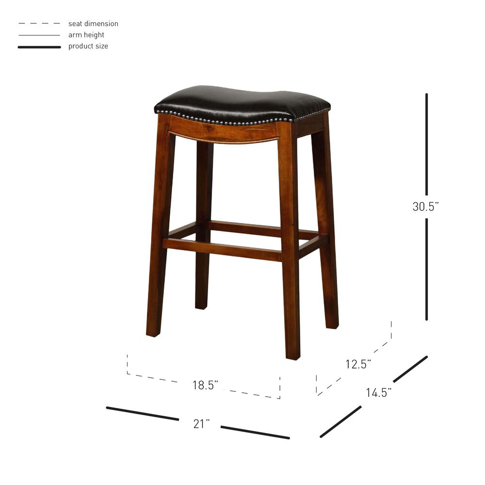 Bonded Leather Bar Stool, Black. Picture 3