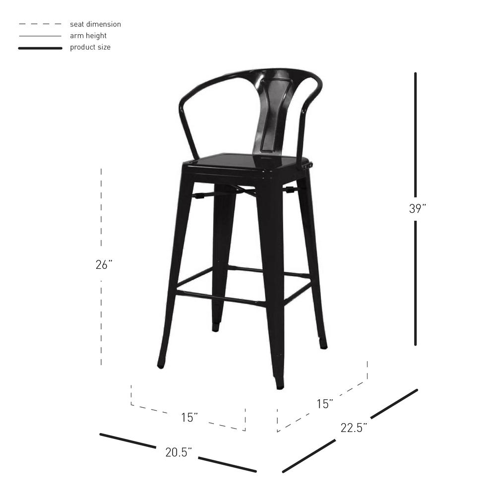 Metal Counter Stool,Set of 4, Black. Picture 3