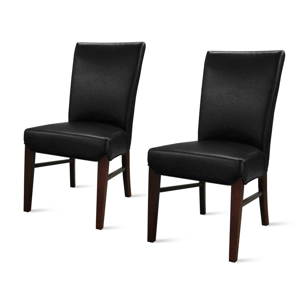 Bonded Leather Dining Chair,Set of 2, Black. Picture 1