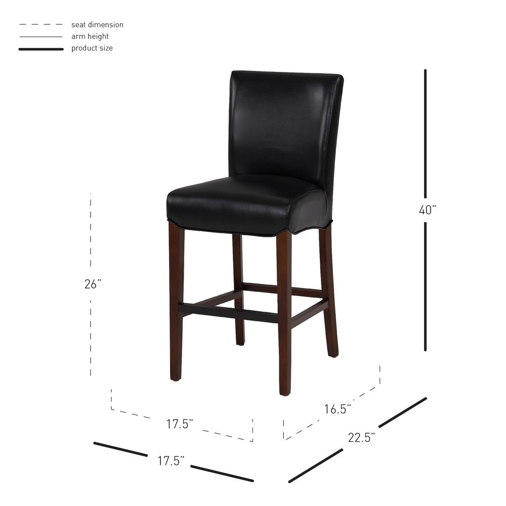 Bonded Leather Counter Stool, Black. Leg color: Wenge Brown.. Picture 7