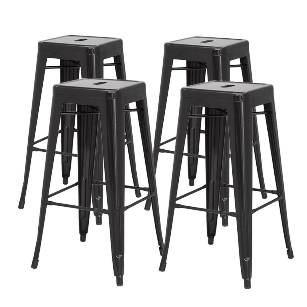 Metal Backless Counter Stool,Set of 4, Black. Picture 1