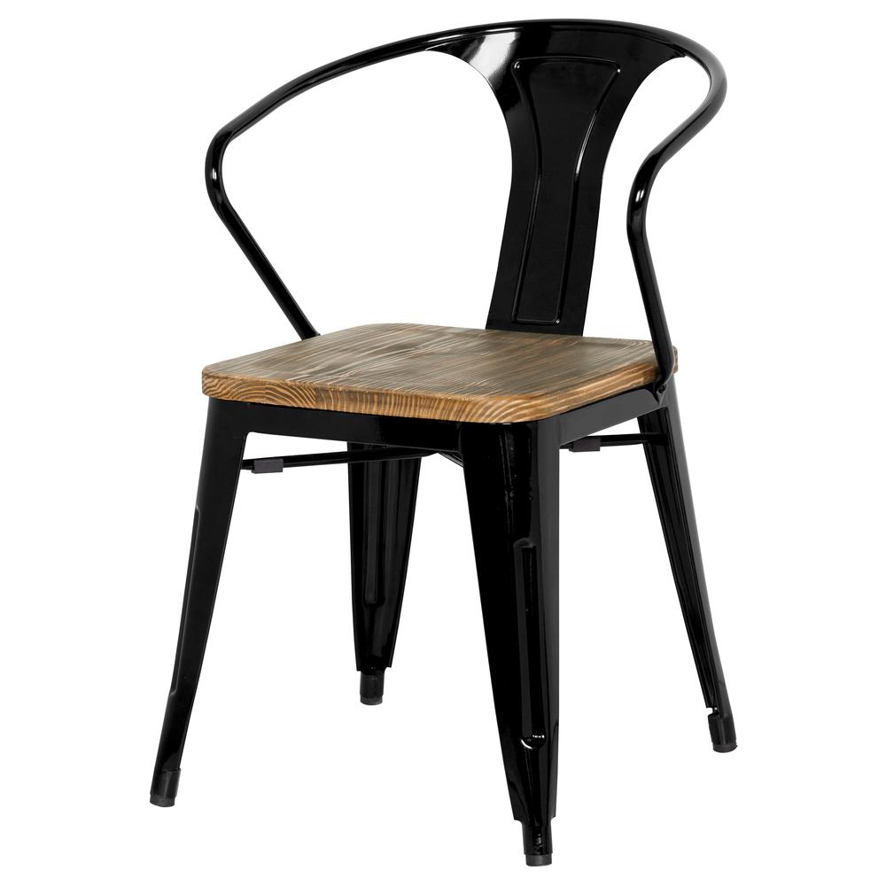 Metropolis Metal Arm Chair, (Set of 4), Black. Picture 2