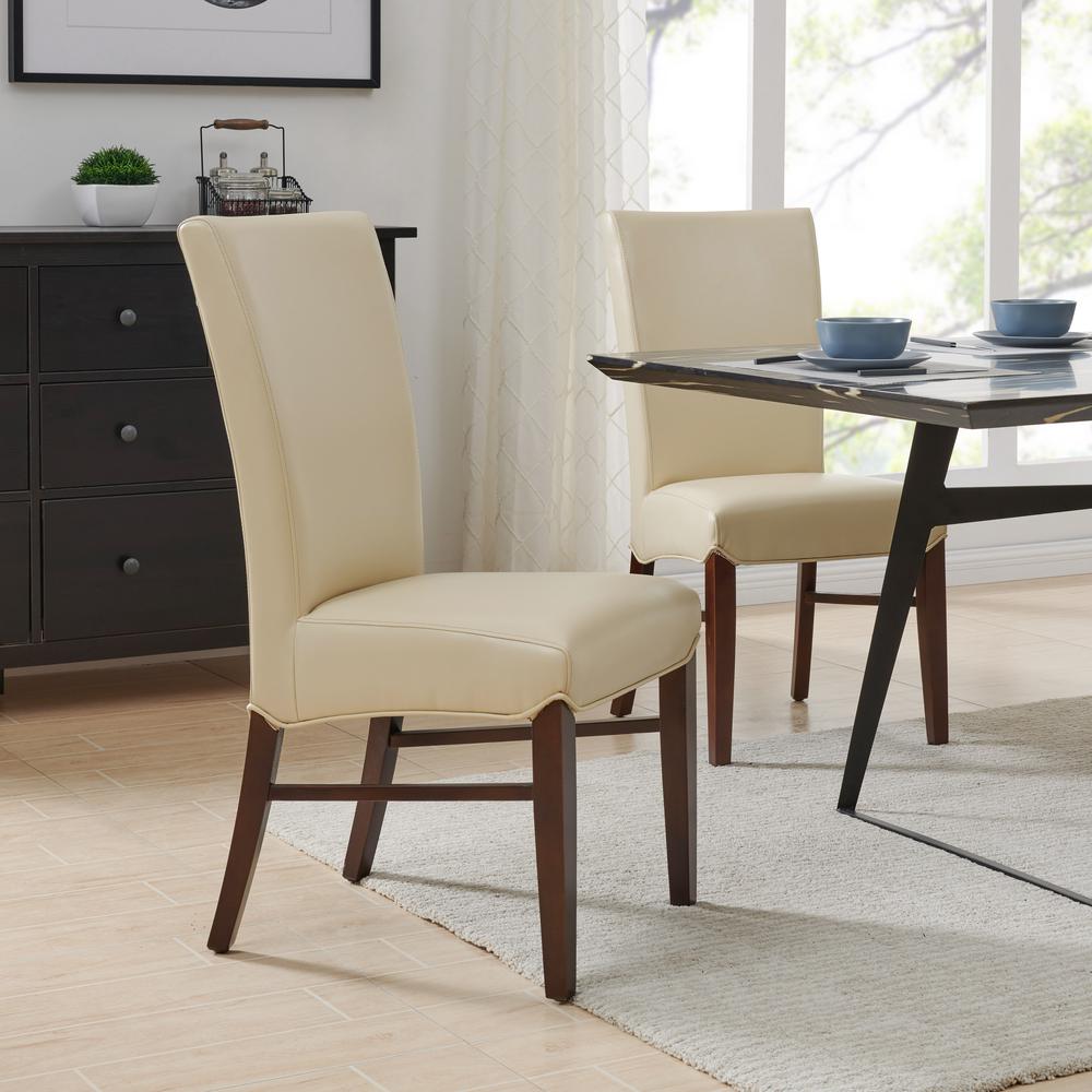 Bonded Leather Dining Chair,Set of 2, Cream. Picture 8