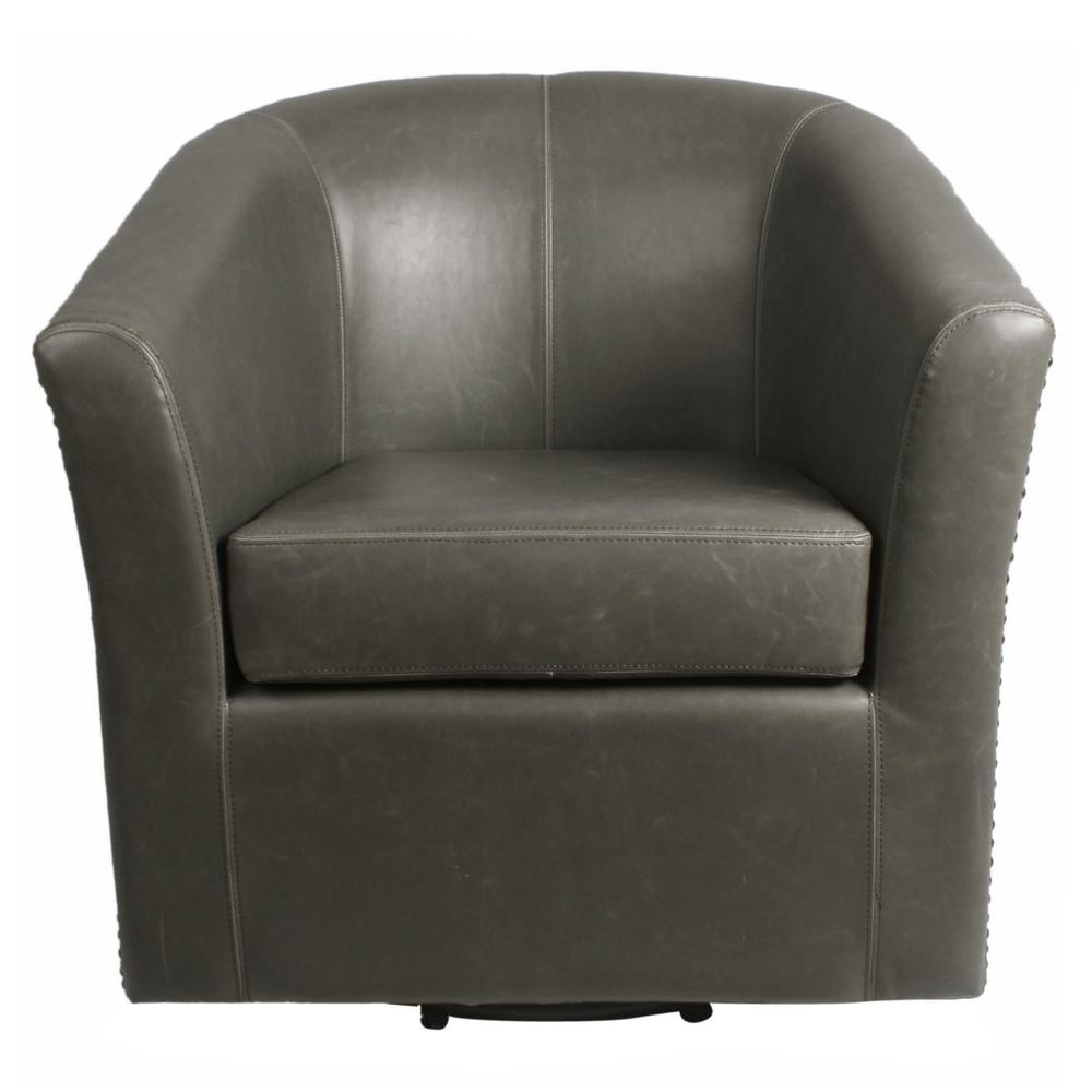 Leather Swivel Chair, Vintage Gray. Picture 2