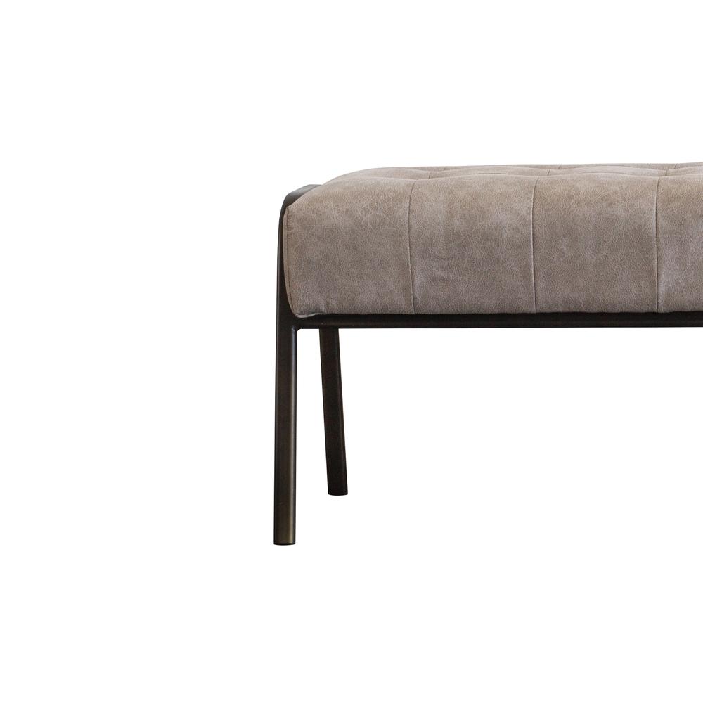 PU Leather Tufted Bench, Devore Gray. Picture 4