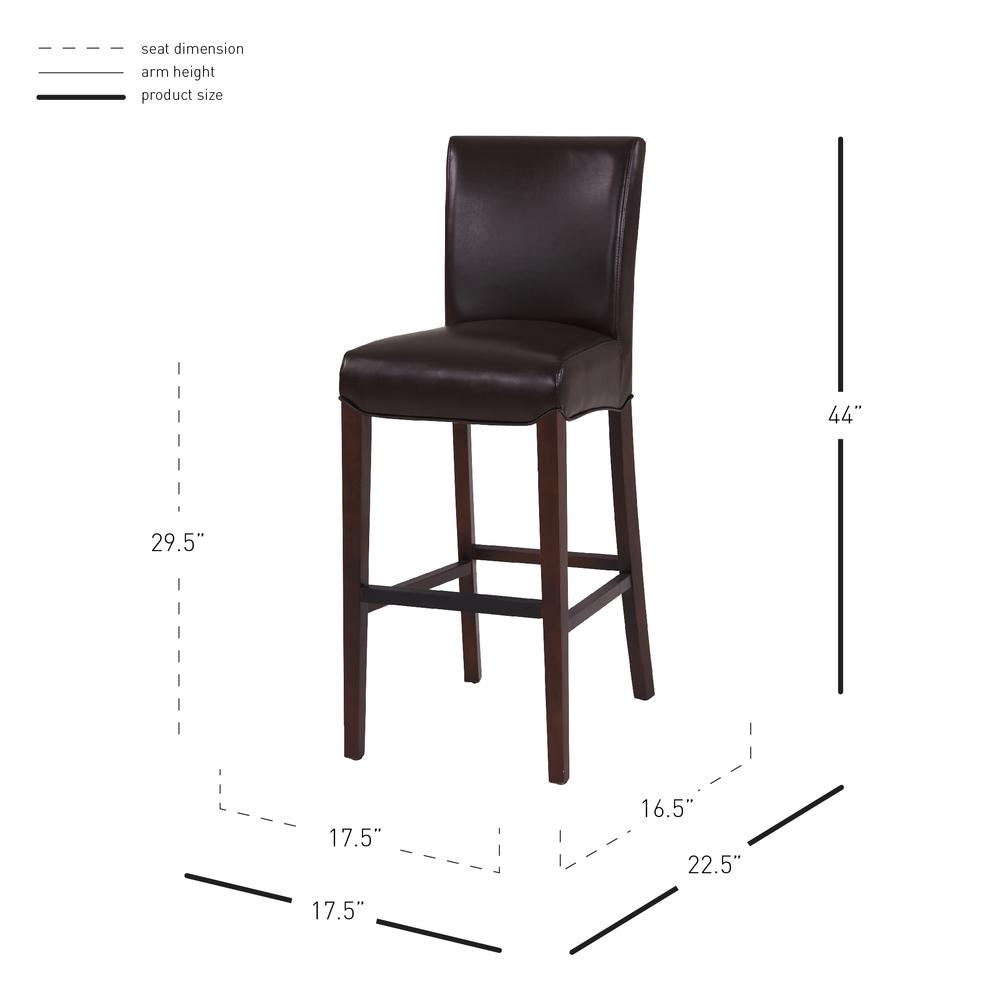 Bonded Leather Bar Stool, Coffee Bean. Picture 7