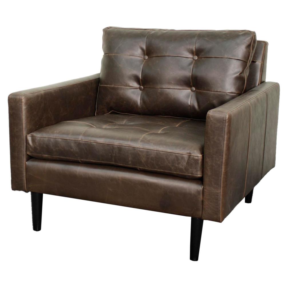 Bonded Leather Arm Chair, Vintage Dark Brown. The main picture.