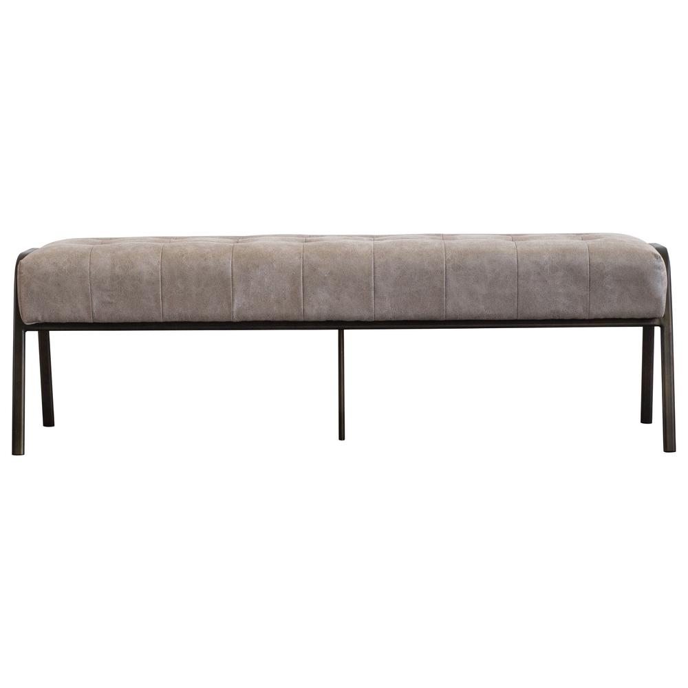 PU Leather Tufted Bench, Devore Gray. Picture 2
