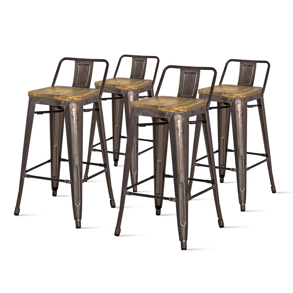 Low Back Counter Stool,Set of 4, Gunmetal Grey. Picture 1