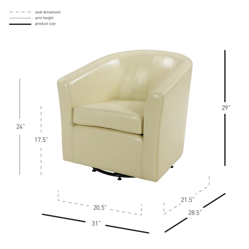 Swivel Bonded Leather Chair, Beige. Picture 5