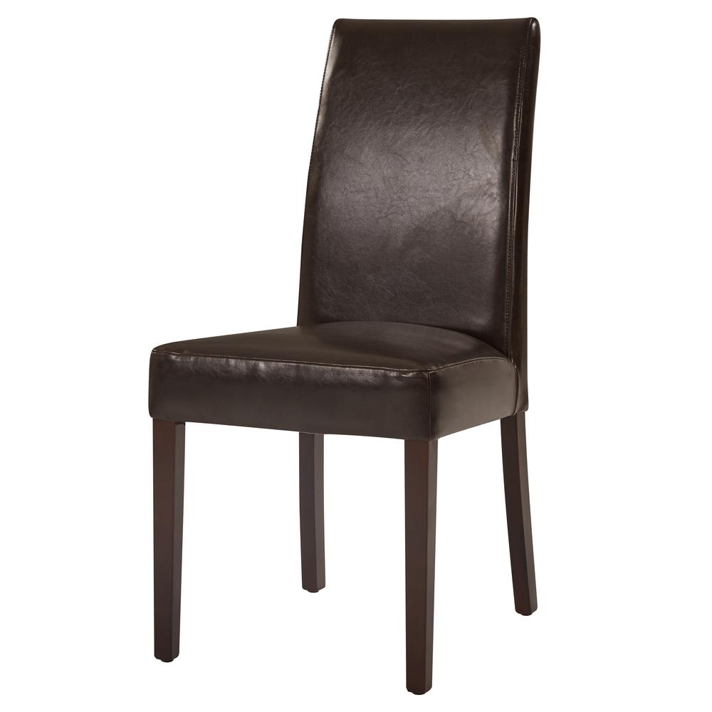 Leather Dining Chair,Set of 2, Brown. Leg color: Wenge brown.. Picture 1