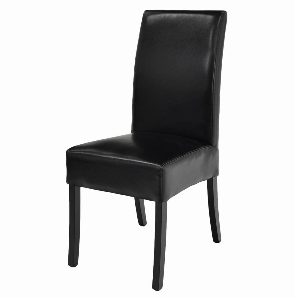 Leather Chair,Set of 2, Black; Leg color: Black. Picture 6