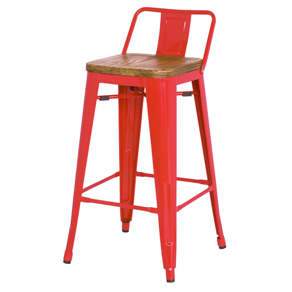Low Back Counter Stool,Set of 4, Red. Picture 2