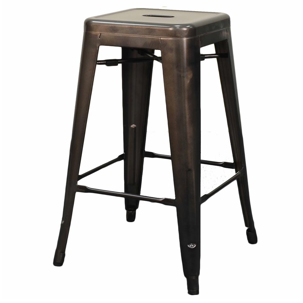 Metal Backless Counter Stool,Set of 4, Gunmetal Grey. Picture 2