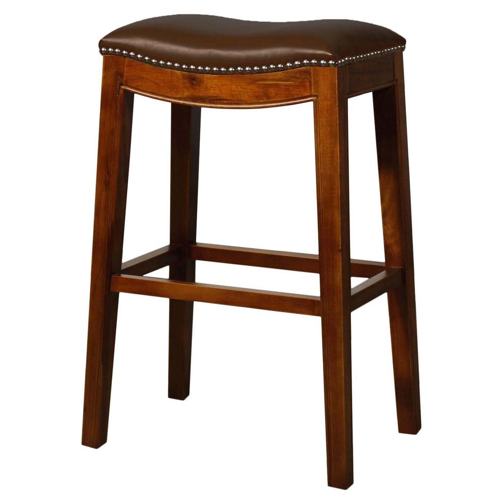 Bonded Leather Bar Stool, Brown. Picture 1