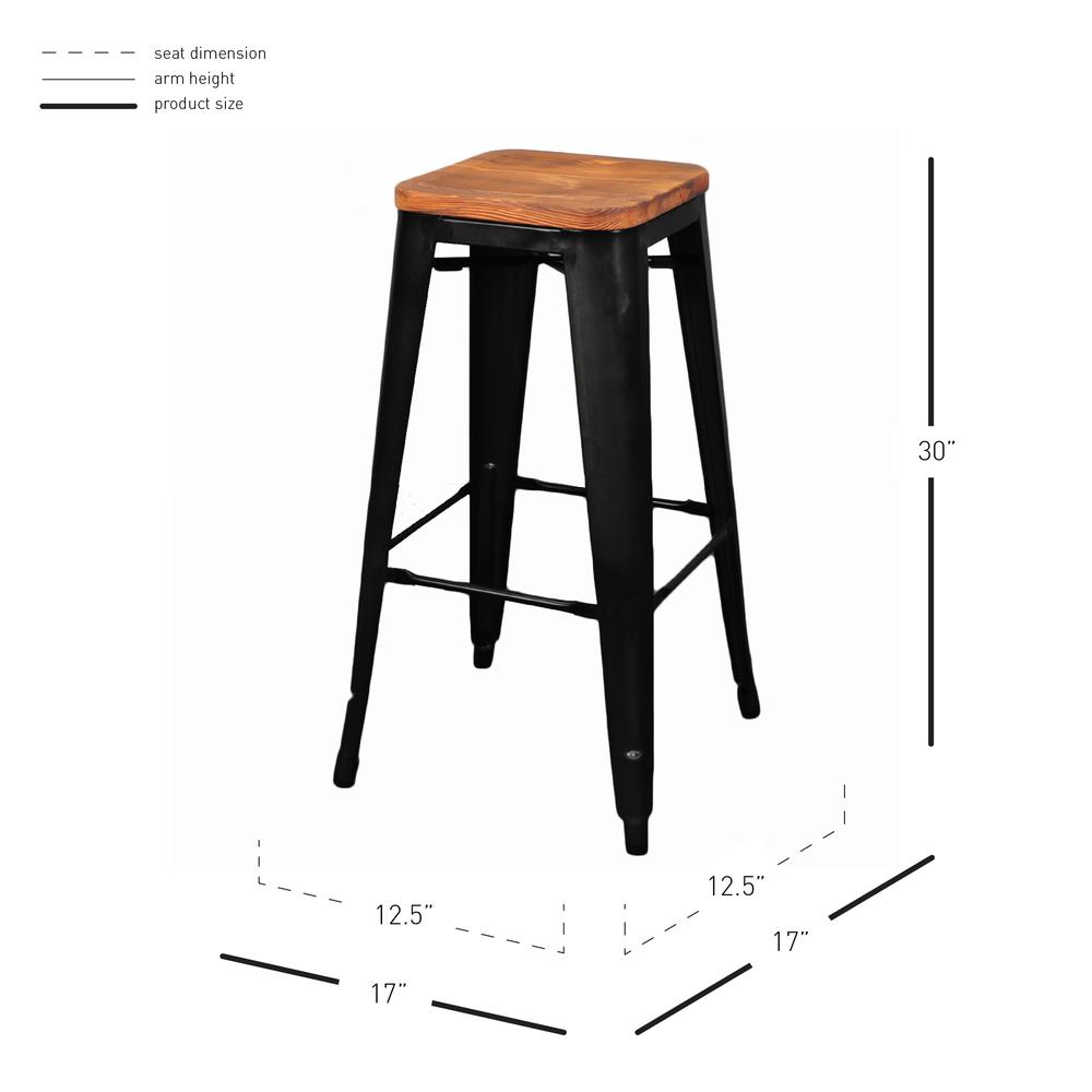 Backless Bar Stool,Set of 4, Black. Picture 3