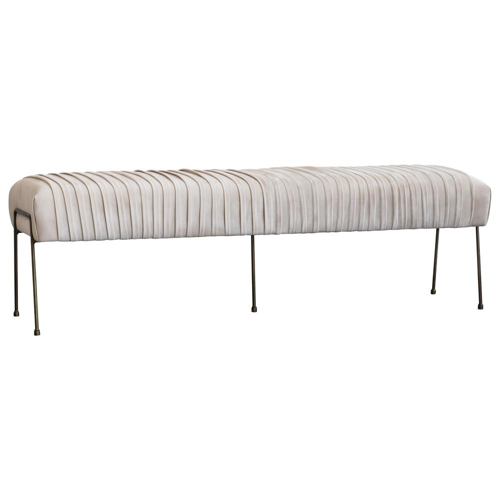Fabric Pleated Bench, Dulce Sand. Picture 1