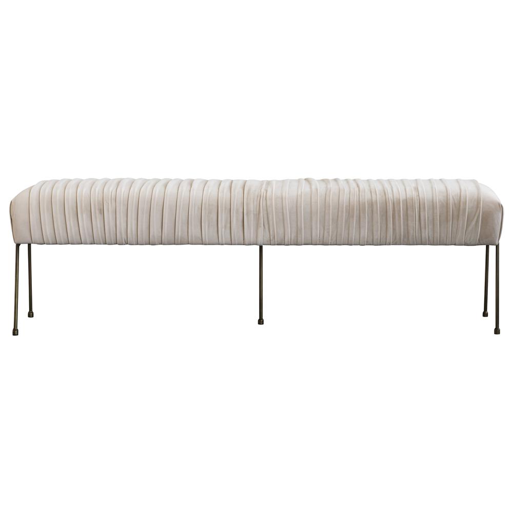 Fabric Pleated Bench, Dulce Sand. Picture 2